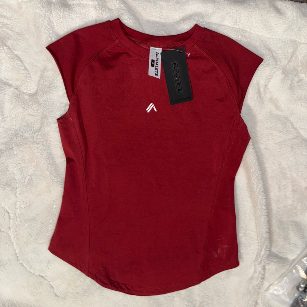 NWT Alphalete Red Raglan Muscle Tee Fitted Tank S